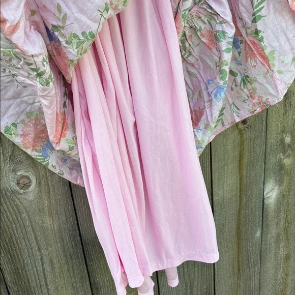 By The River Floral Pink Puff Midi Sleeve Dress - Picture 10 of 15